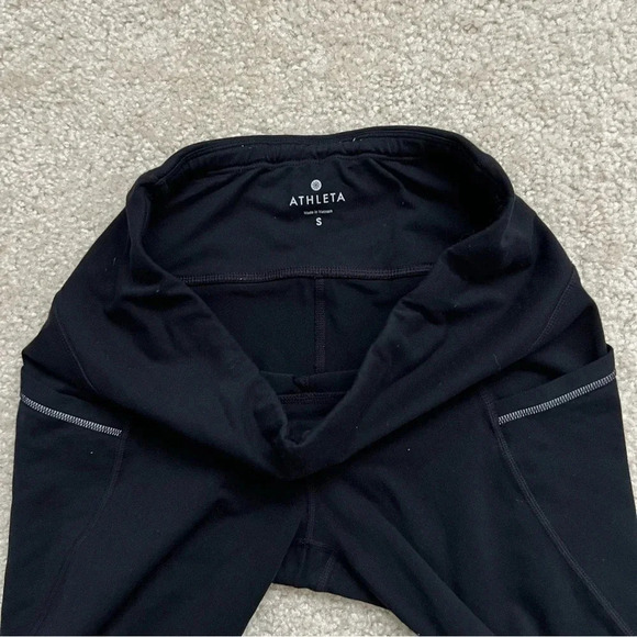 Athleta Relay Capri 2.0 Running leggings Workout Gym Black Reflective Sm 347896. - Picture 8 of 15